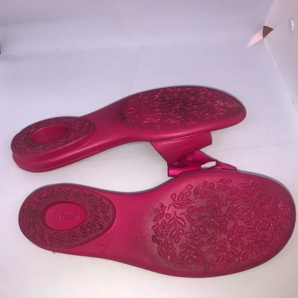 OKA Slip-on Barbiecore Pink Bow Sandals Women's Size Large - Picture 8 of 8